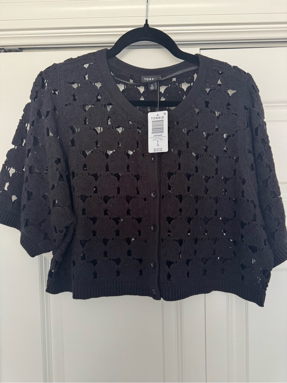 torrid Black Crochet Short-Sleeve Button Cardigan BRAND NEW